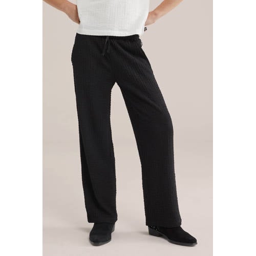 WE Fashion loose casual broek zwart Meisjes Polyester Effen