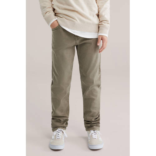 WE Fashion tapered jeans bruin Jongens Denim Effen - maat 104 afbeelding