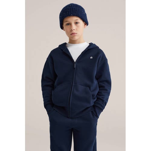 WE Fashion sweatvest donkerblauw Effen