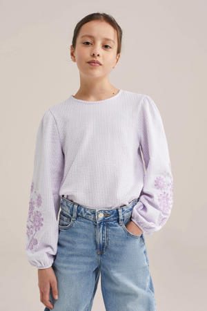 gestreepte gebloemde blousetop