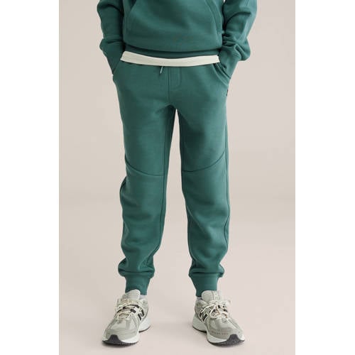WE Fashion regular joggingbroek groen Jongens Sweat Effen