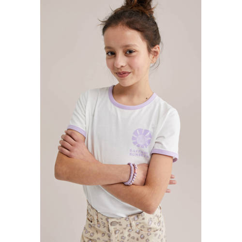 WE Fashion haarelastiekje - set van 3 roze/lila Haar accessoire Meisjes Polyester - glitter afbeelding