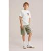 WE Fashion Blue Ridge loose fit cargo short olijfgroen