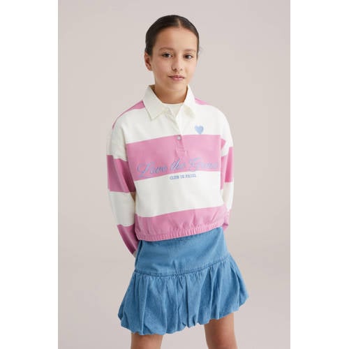 WE Fashion gestreepte sweater roze Streep - maat 110/116 afbeelding