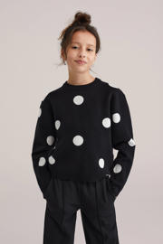 thumbnail: WE Fashion trui met stippen zwart fijn gebreid