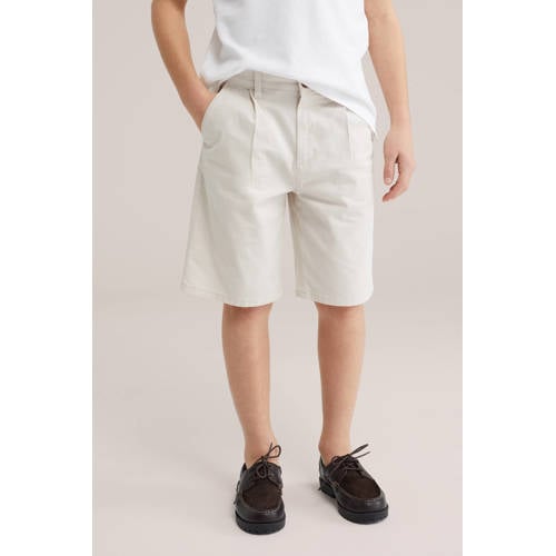 WE Fashion chino short ecru Korte broek Jongens Stretchkatoen Effen