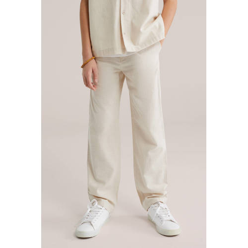 WE Fashion straight casual broek beige Jongens Katoen Effen - maat 146 afbeelding