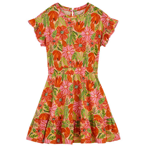 WE Fashion A-lijn jurk roze Meisjes Katoen Ronde hals All over print - maat 98/104 afbeelding