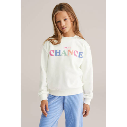 WE Fashion sweater wit Tekst - maat 122/128 | Sweater van WE Fashion afbeelding