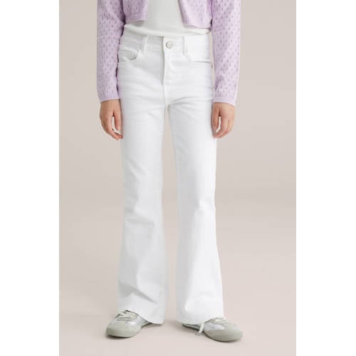 WE Fashion flared broek wit Meisjes Stretchkatoen Effen - maat 146 afbeelding