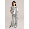 WE Fashion Blue Ridge denim gilet met zebraprint ecru
