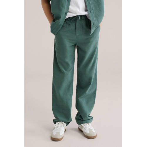 WE Fashion straight casual broek groen Jongens Katoen Effen - maat 170 afbeelding
