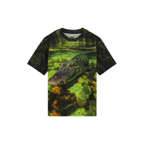 WE Fashion T-shirt donkergroen Jongens Katoen Ronde hals All over print - maat 98/104 afbeelding