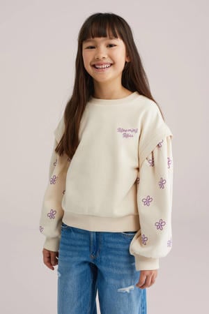 gebloemde sweater beige