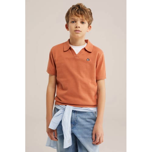 WE Fashion polo oranje Jongens Katoen Polokraag Effen