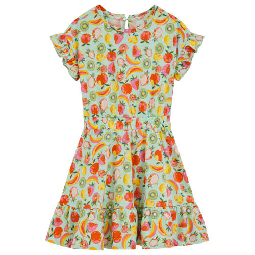 WE Fashion Jurk Groen Meisjes Katoen Ronde hals All over print - maat 110/116 afbeelding