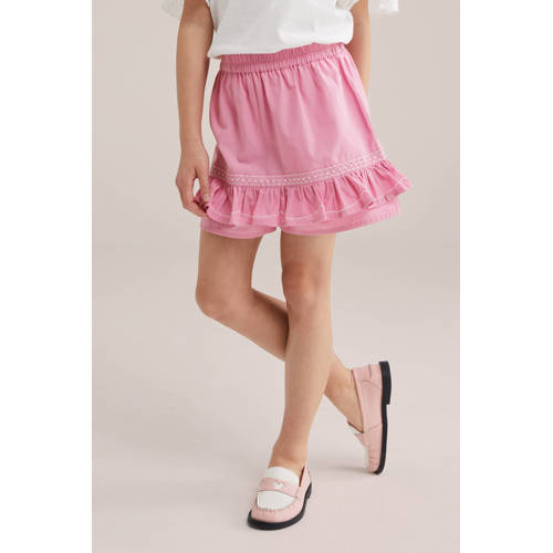 WE Fashion korte rok roze Meisjes Katoen Effen - maat 134/140 afbeelding