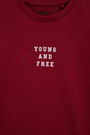 thumbnail: WE Fashion T-shirtjurk korte jurk met backprint donkerrood