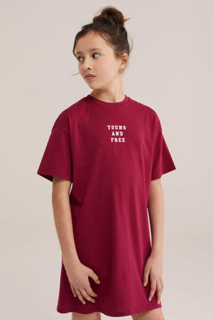 T-shirtjurk korte jurk met backprint donkerrood