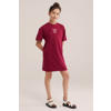 WE Fashion T-shirtjurk korte jurk met backprint donkerrood