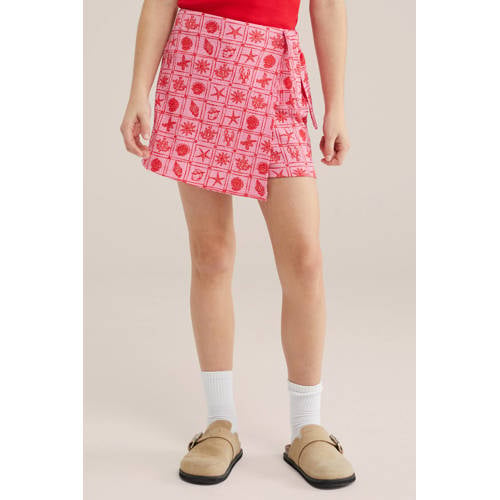 WE Fashion wikkelrok roze Meisjes Polyester All over print - maat 158/164 afbeelding