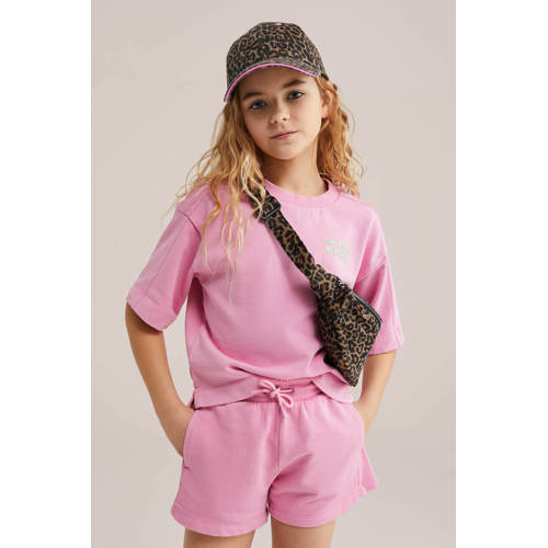 WE Fashion baseball cap panterprint bruin/roze Pet Meisjes Polyester Dierenprint