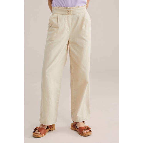 WE Fashion loose casual broek beige Meisjes Katoen Effen - maat 176 afbeelding