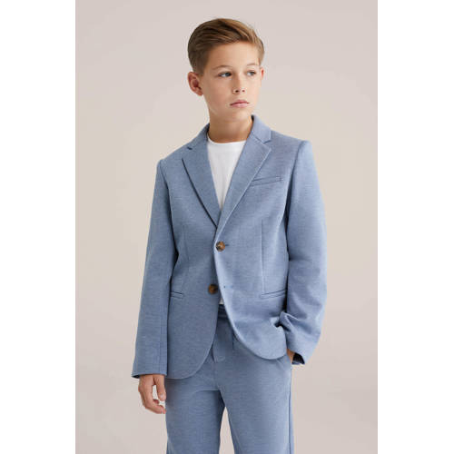 WE Fashion colbert blauw Jongens Polyester Smokingkraag Effen - maat 158/164 afbeelding