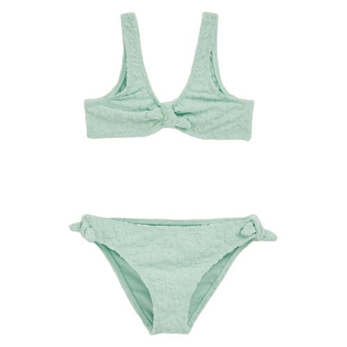 WE Fashion crop bikini mintgroen Meisjes Polyester Bloemen - maat 158/164 afbeelding