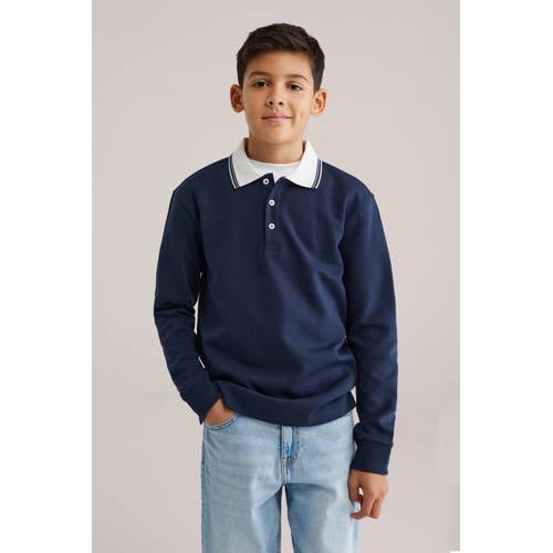 WE Fashion polo donkerblauw Jongens Polokraag Meerkleurig - maat 146/152 afbeelding