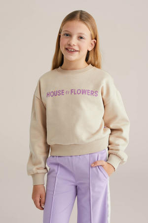 sweater met backprint beige