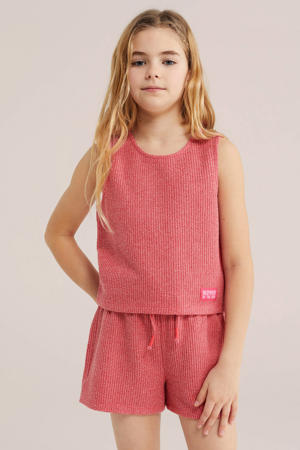 mouwloze top grof gebreid rood