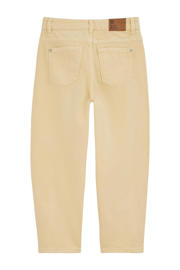 thumbnail: Lichtgele meisjes WE Fashion high waist barrel jeans van denim met rits- en knoopsluiting en effen