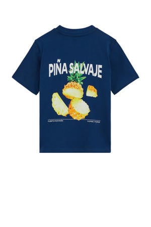 T-shirt met backprint donkerblauw