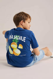 thumbnail: WE Fashion T-shirt met backprint donkerblauw