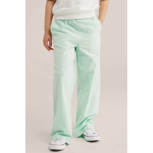 WE Fashion straight casual broek mintgroen Meisjes Katoen Effen - maat 170 afbeelding