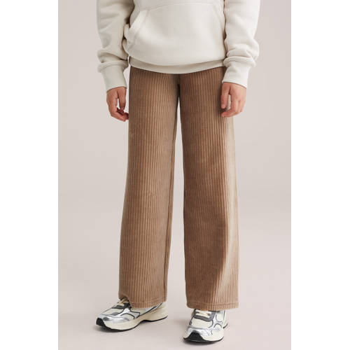 WE Fashion fluwelen loose casual broek Bruin Meisjes Fluweel Effen - maat 116 afbeelding