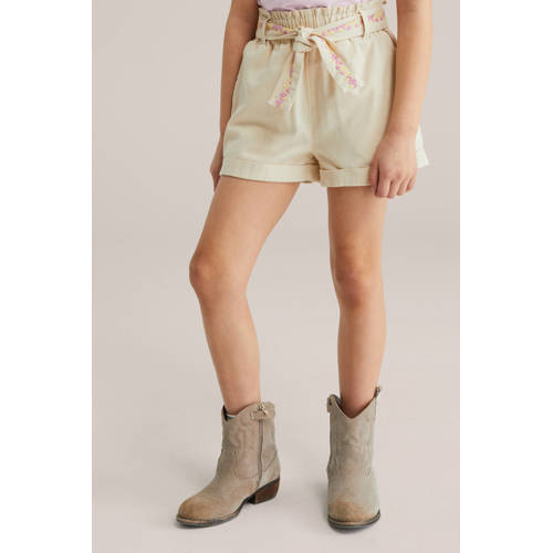WE Fashion straight casual short beige Korte broek Meisjes Katoen Effen - maat 146/152 afbeelding