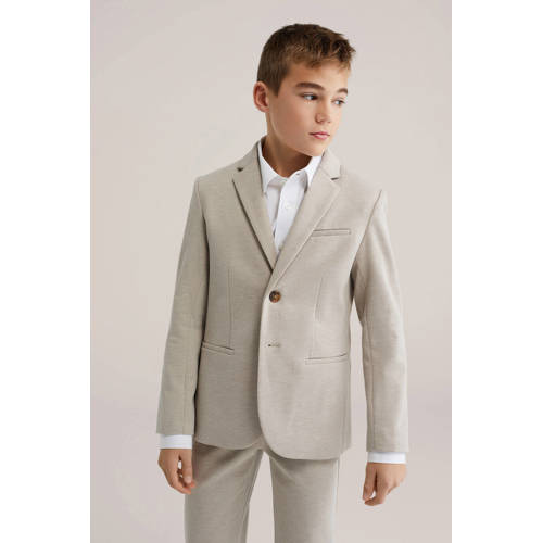 WE Fashion colbert beige Jongens Polyester Smokingkraag Effen - maat 122/128 afbeelding