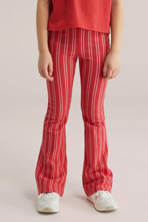 gestreepte flared broek rood