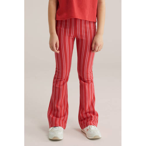WE Fashion gestreepte flared broek rood Meisjes Katoen Streep - maat 152 afbeelding