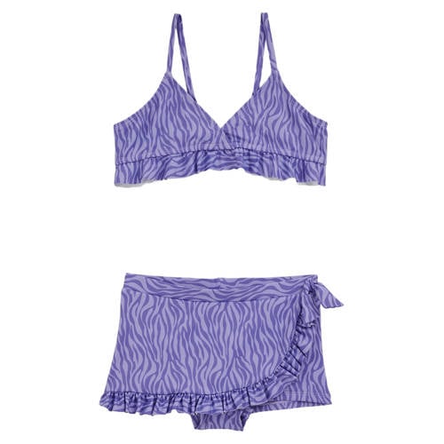 WE Fashion triangel bikini met ruches paars Meisjes Polyester Dierenprint - maat 110/116 afbeelding