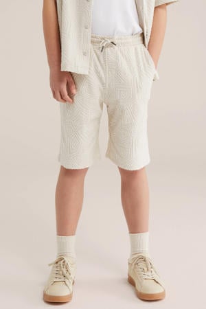 sweatshort ecru met textuur
