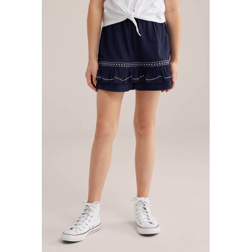 WE Fashion korte rok donkerblauw Meisjes Katoen Effen - maat 134/140 afbeelding