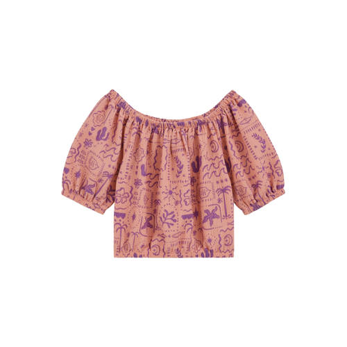 WE Fashion off shoulder top oranje All over print - maat 158/164 afbeelding