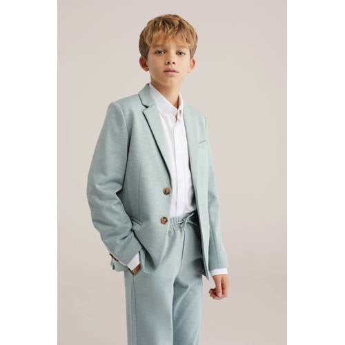 WE Fashion colbert grijsblauw Jongens Polyester Smokingkraag Effen - maat 146/152 afbeelding