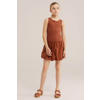WE Fashion zomerjurk rib gebreid brique