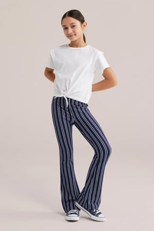 gestreepte flared broek donkerblauw