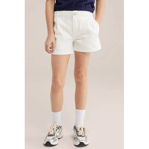 WE Fashion straight casual short wit Korte broek Meisjes Katoen Effen - maat 104 afbeelding