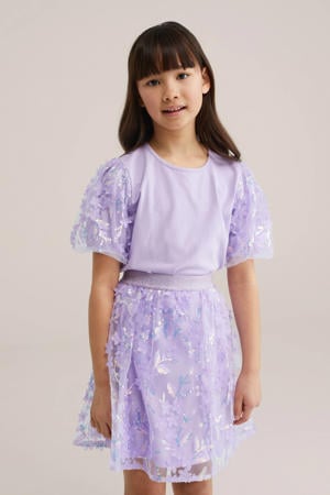 T-shirt lila met pailletten